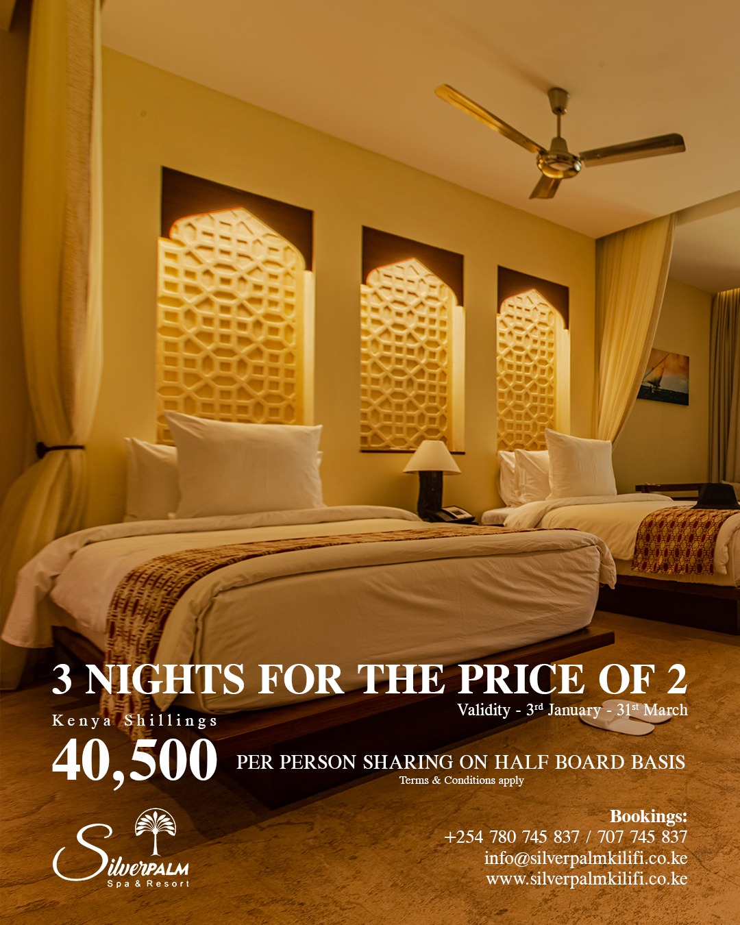Flash Sale: 3 Nights for the Price of 2 at Silver Palm, Kilifi!